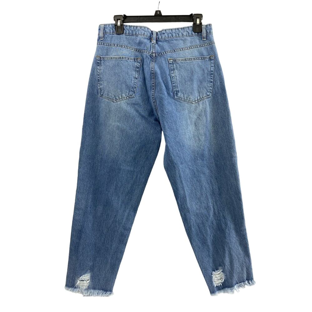 Muselook Relaxed Mom Jeans Junior 13 Hi Rise Destroyed Denim Raw Hem Medium Wash - Picture 2 of 10
